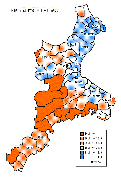 図6 市町村別老年人口割合