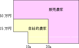 図１ 自給的農家と販売農家の区分け