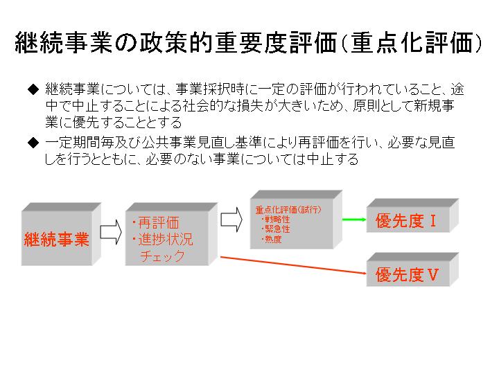 継続事業の政策的重要度評価（重点化評価）