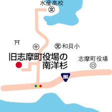 旧志摩町役場の南洋杉周辺地図