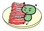 牛肉・生レバーと食中毒菌のイラスト