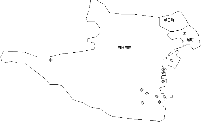 資料２－２９　　大気発生源監視測定局設置図（平成１８年３月３１日現在）（四日市地域）