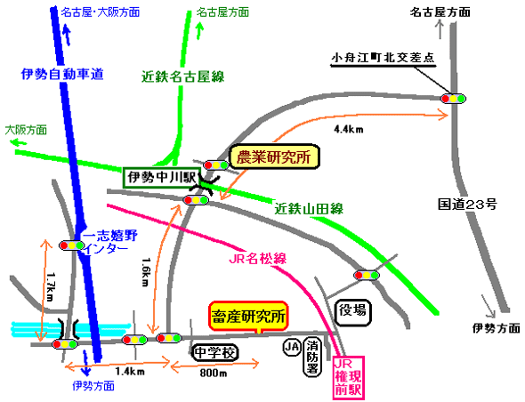 畜産研究部までの地図