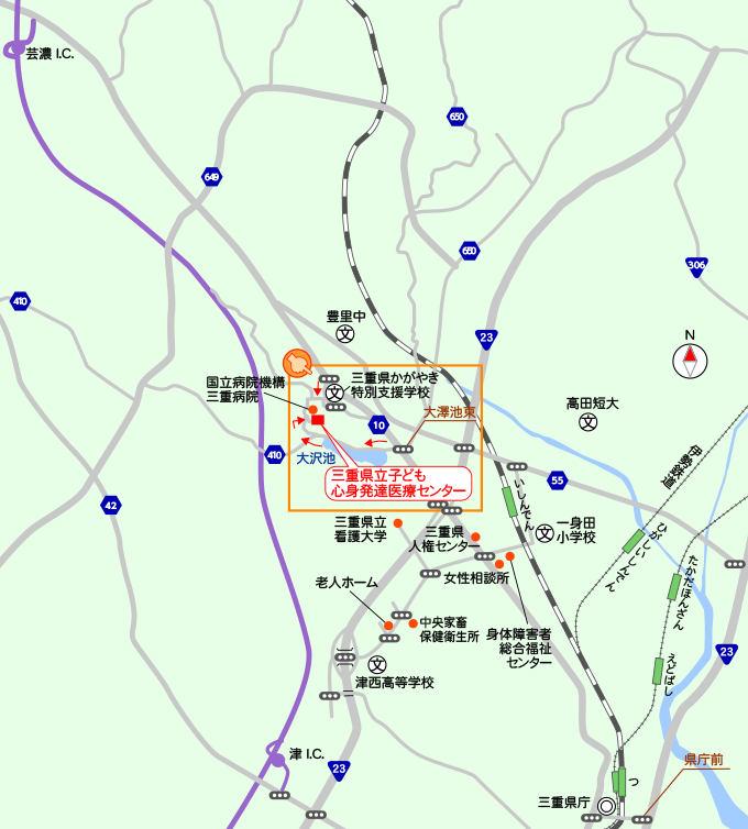 子ども心身発達医療センター周辺地図