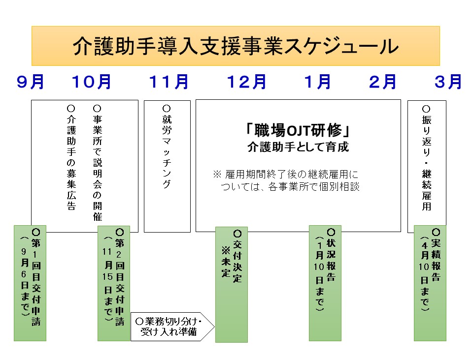 介護助手導入支援事業スケジュール　画像